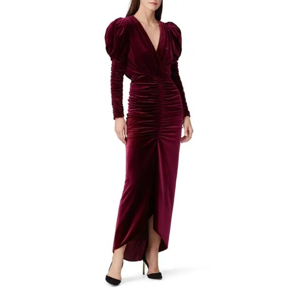 Ronny Kobo Velvet Alicia Dress Wine Purple Red Womens Size Medium - Picture 2 of 12